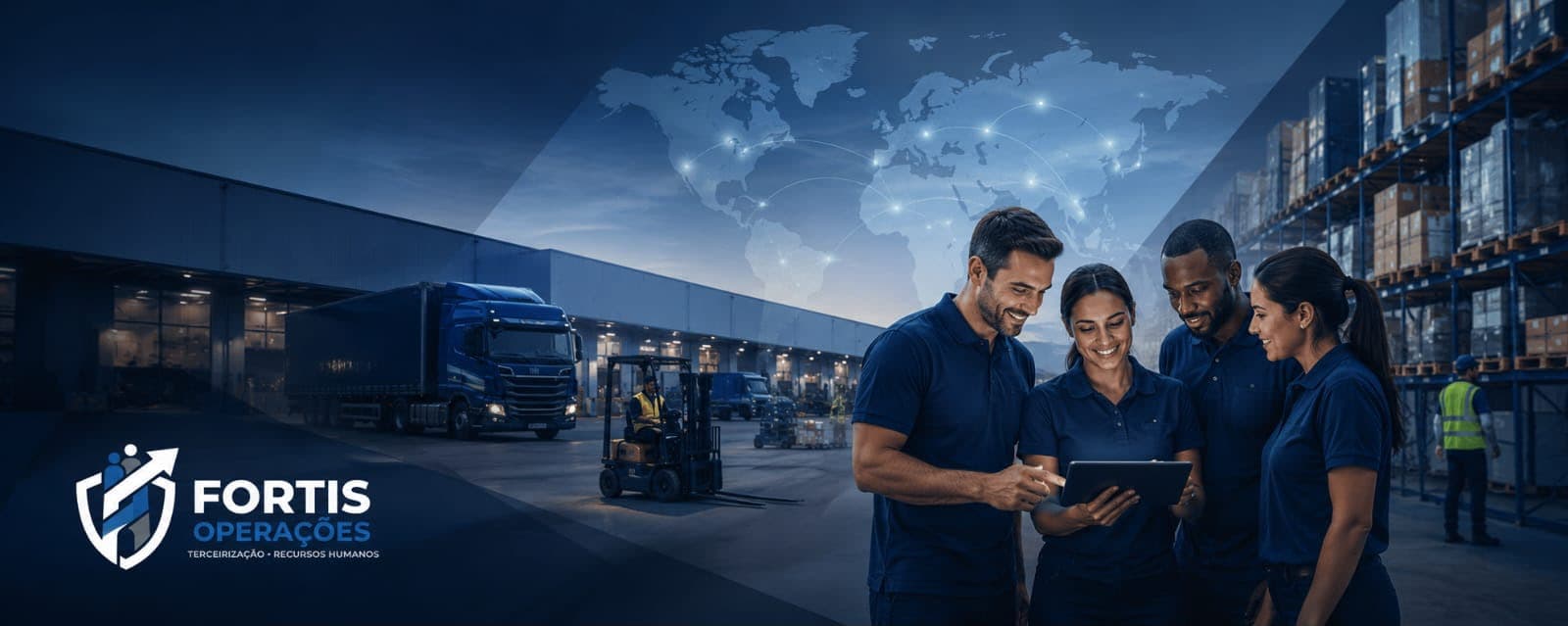 Equipe da Fortis Operações em ambiente de logística e armazém